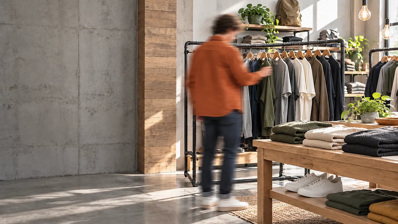 Cliente mirando ropa en una tienda de ropa